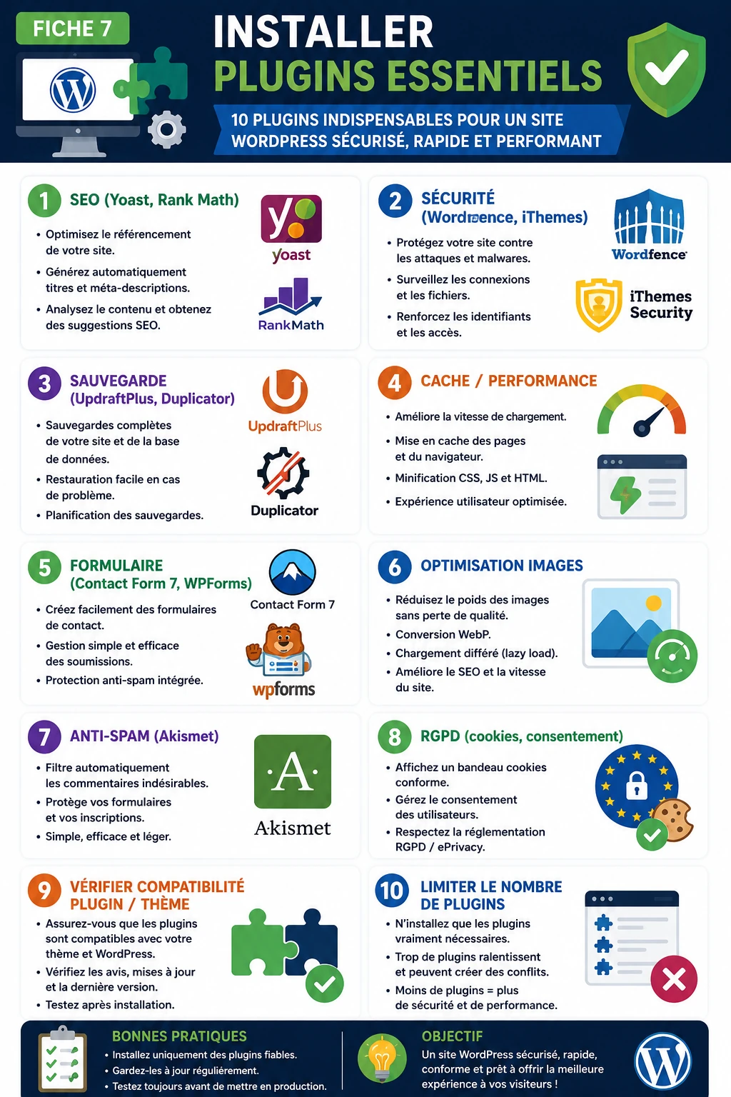 infographie sur le thème installer plugins essentiels