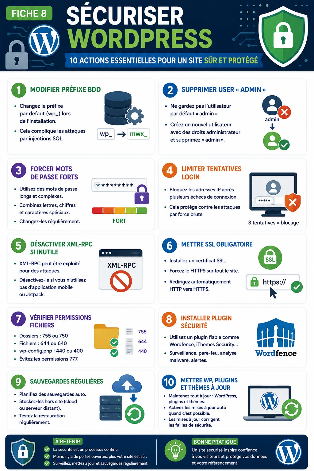infographie sur le thème sécuriser WordPress
